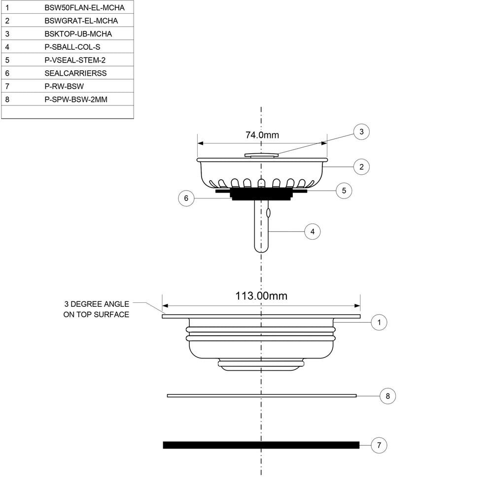 SCHOCK STRAINER & FLANGE STONE