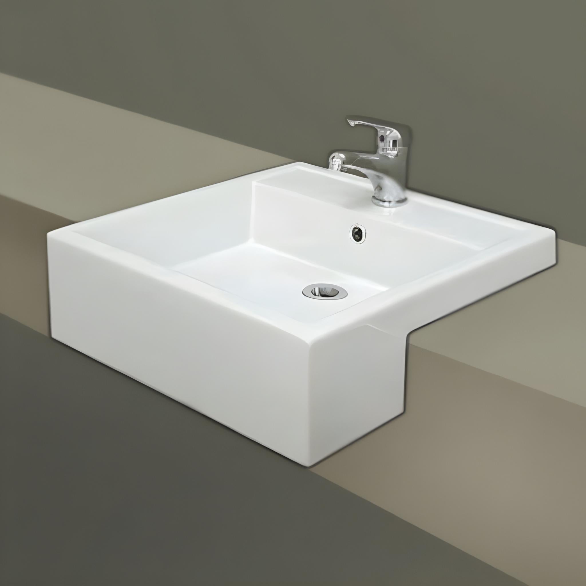 FIENZA RAK NOVA SEMI-RECESSED BASIN GLOSS WHITE 460MM