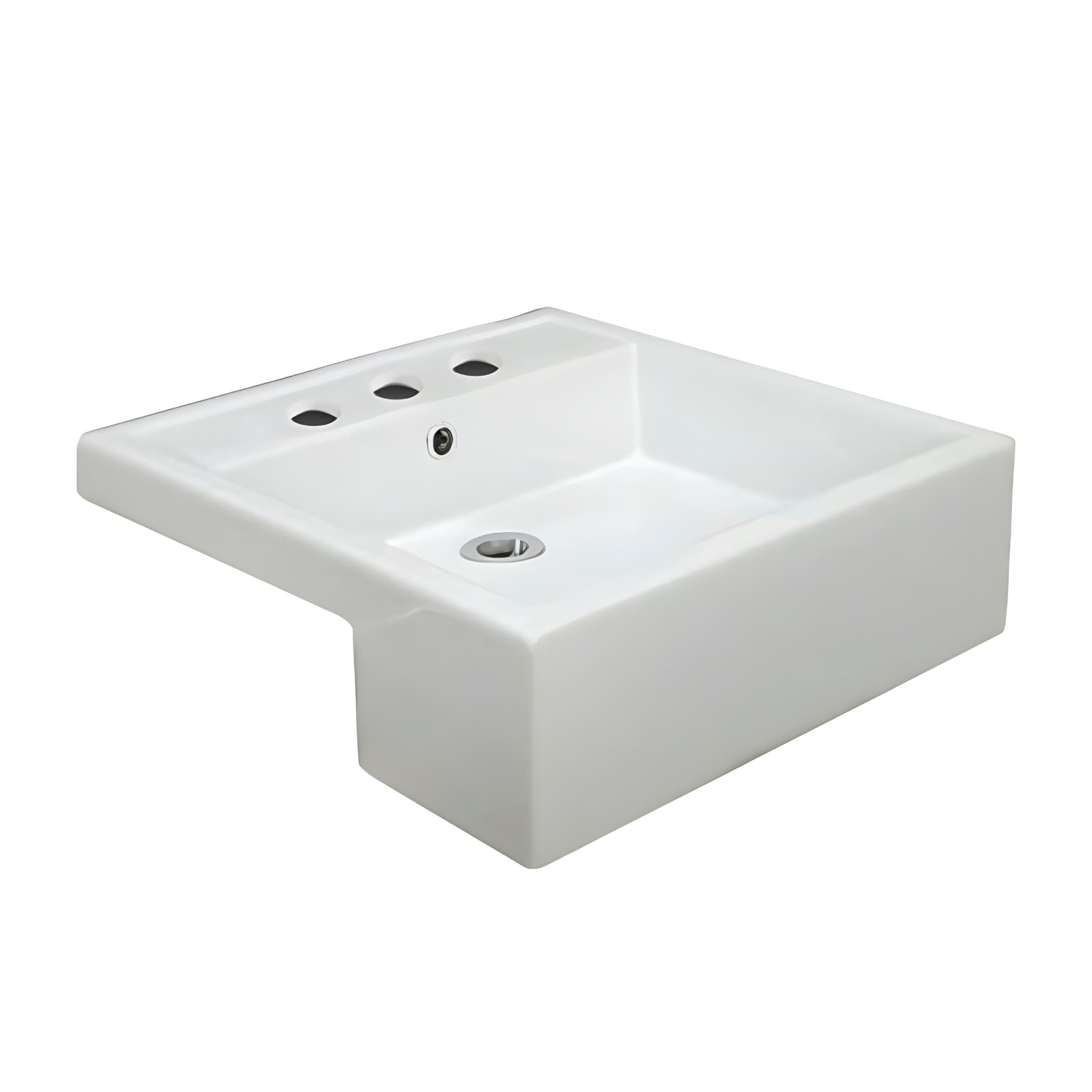 FIENZA RAK NOVA SEMI-RECESSED BASIN THREE TAP HOLES GLOSS WHITE 460MM
