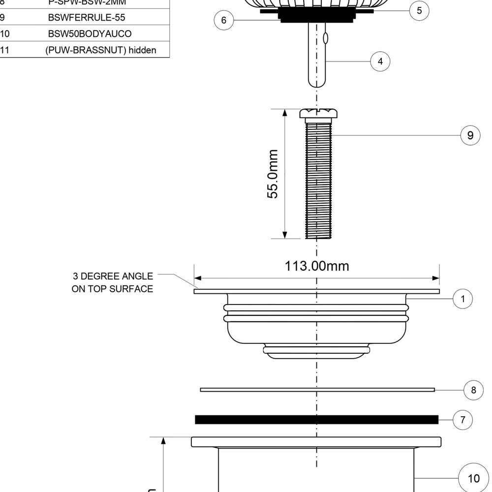 SCHOCK PLUG & WASTE STONE