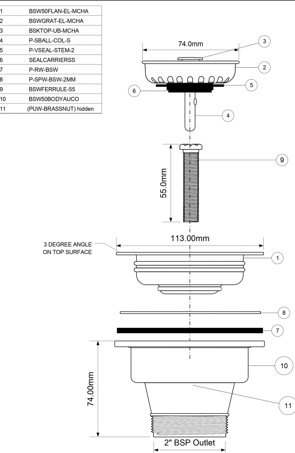 SCHOCK PLUG & WASTE STONE