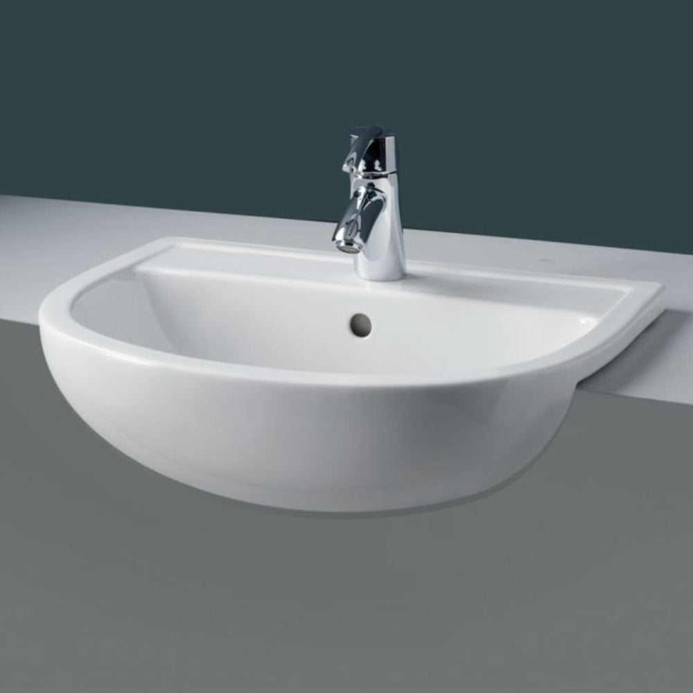 FIENZA RAK COMPACT SEMI-RECESSED BASIN GLOSS WHITE 550MM