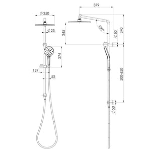 PHOENIX ORMOND TWIN SHOWER BRUSHED CARBON