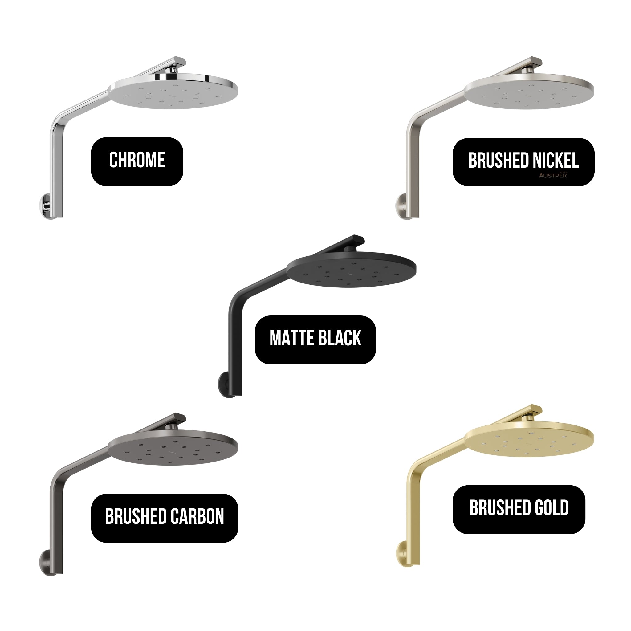 PHOENIX HIGH-RISE SHOWER ARM AND ROSE 346MM MATTE BLACK