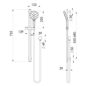 PHOENIX OXLEY RAIL SHOWER BRUSHED GOLD