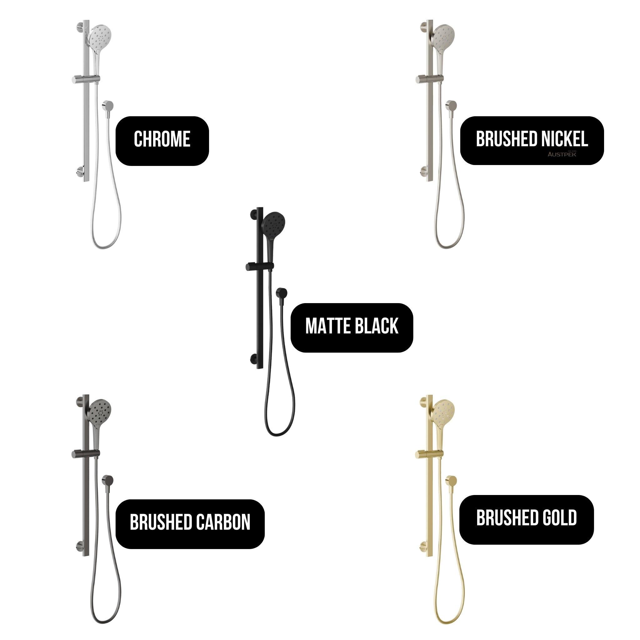 PHOENIX OXLEY SHOWER ON RAIL BRUSHED NICKEL