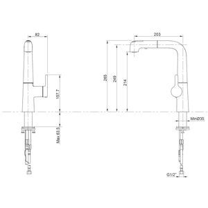 KOHLER EVOKE PULL OUT SPRAY KITCHEN SINK MIXER 265MM POLISHED CHROME