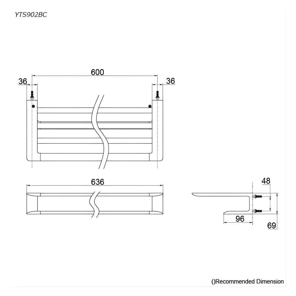 TOTO G SELECTION TOWEL SHELF BRUSHED FRENCH GOLD (AVAILABLE IN 628MM AND 636MM)