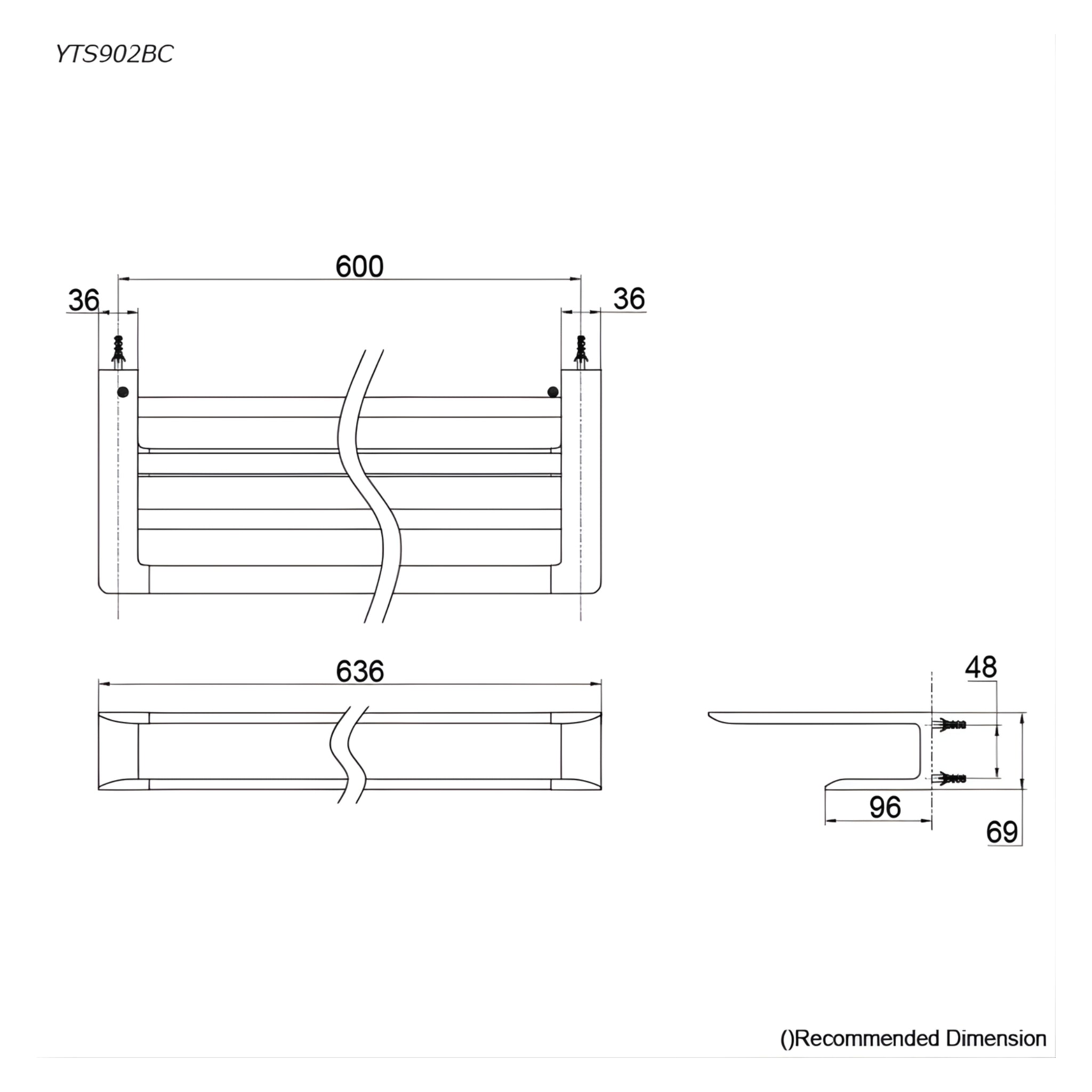 TOTO G SELECTION TOWEL SHELF BRUSHED FRENCH GOLD (AVAILABLE IN 628MM AND 636MM)