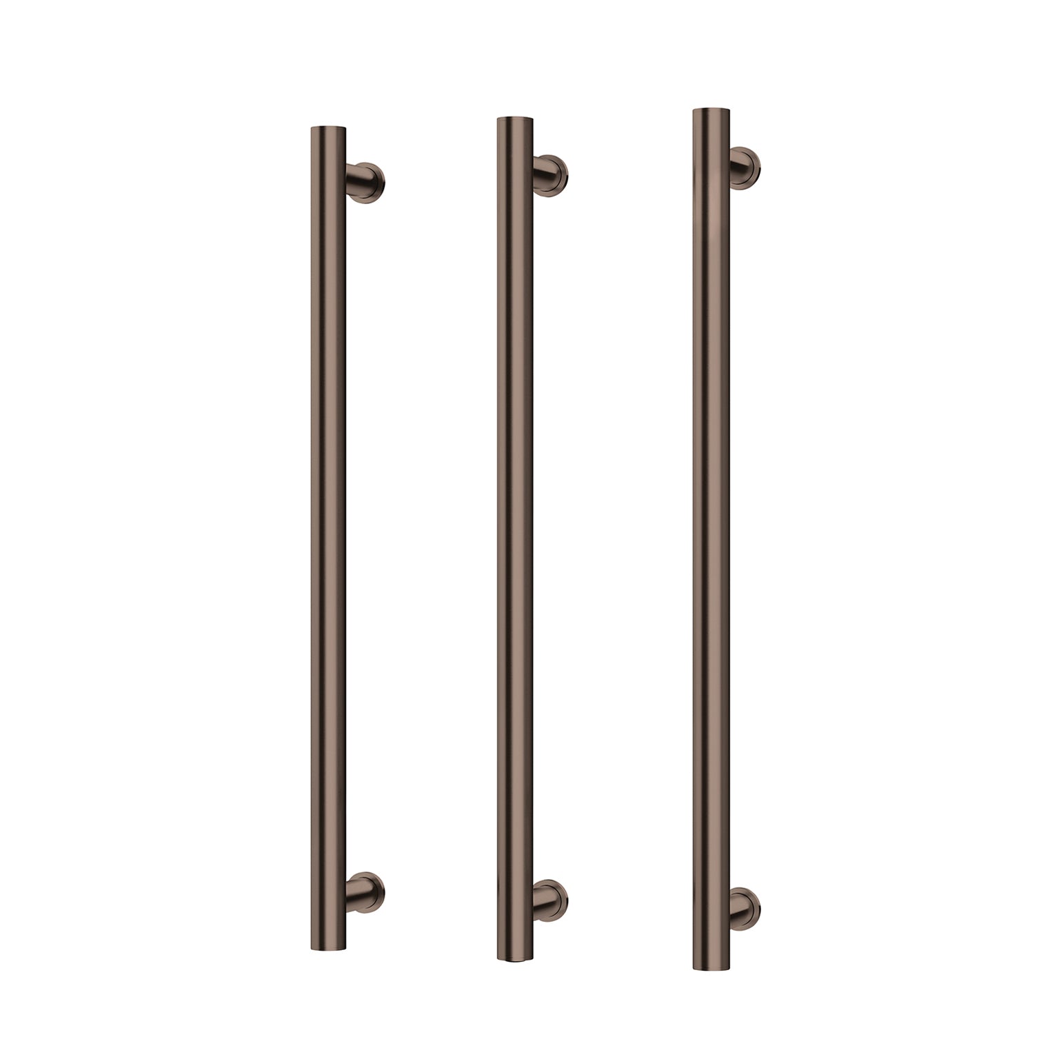 PHOENIX ROUND TRIPLE HEATED TOWEL RAIL 800MM BRUSHED BRONZE