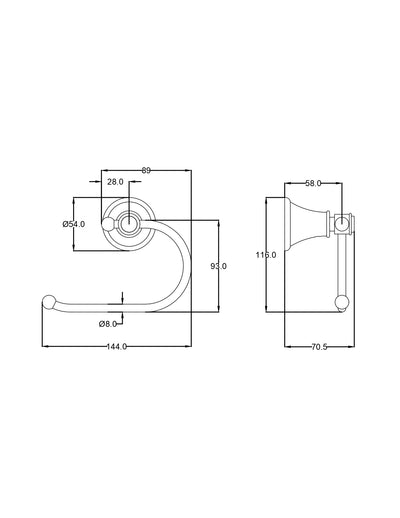 IKON CLASICO TOILET ROLL HOLDER BRUSHED GOLD 144MM
