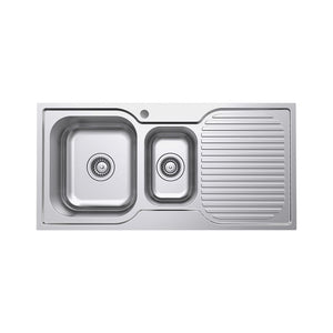 FIENZA TIVA DOUBLE BOWL KITCHEN SINK WITH DRAINER STAINLESS STEEL 980MM