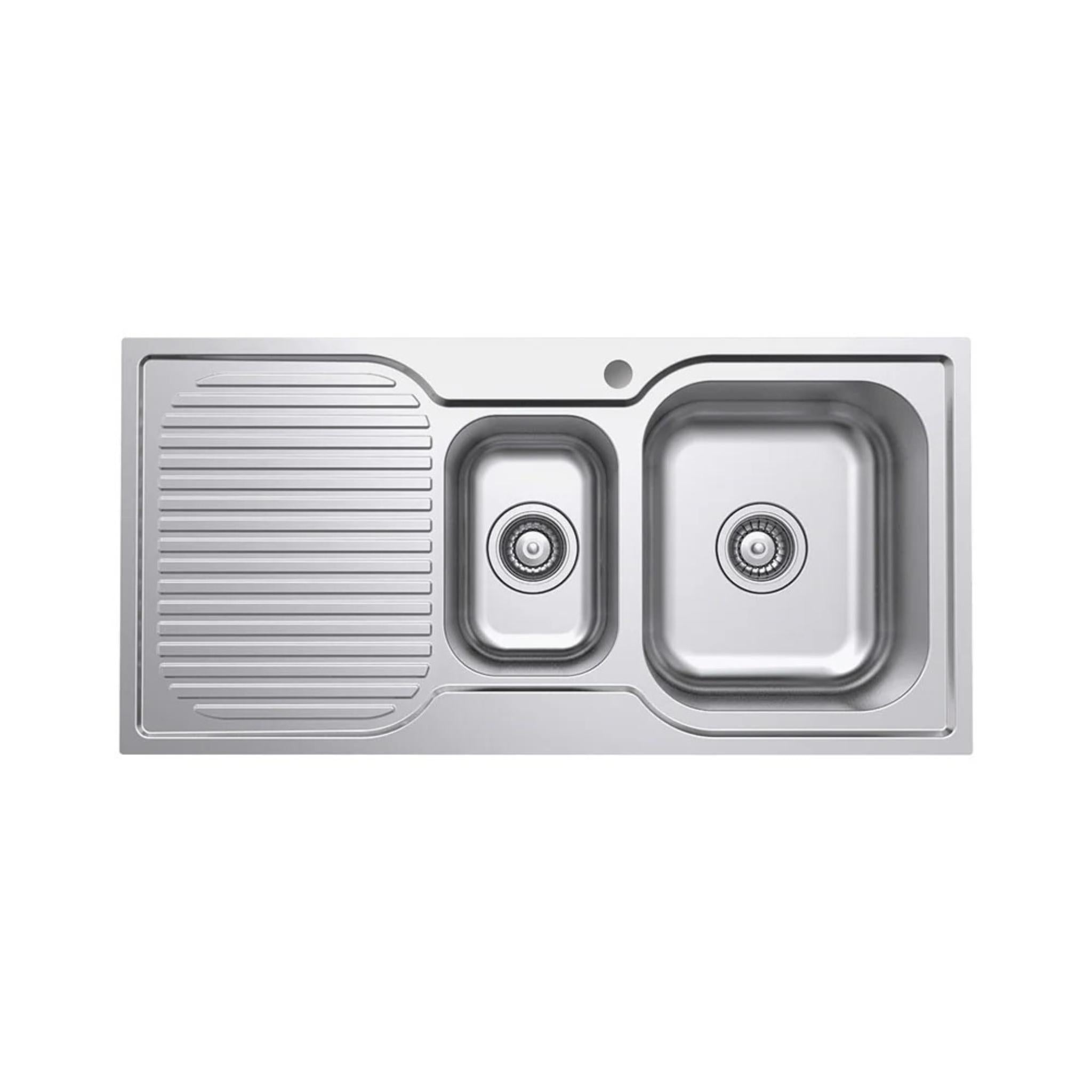 FIENZA TIVA DOUBLE BOWL KITCHEN SINK WITH DRAINER STAINLESS STEEL 980MM