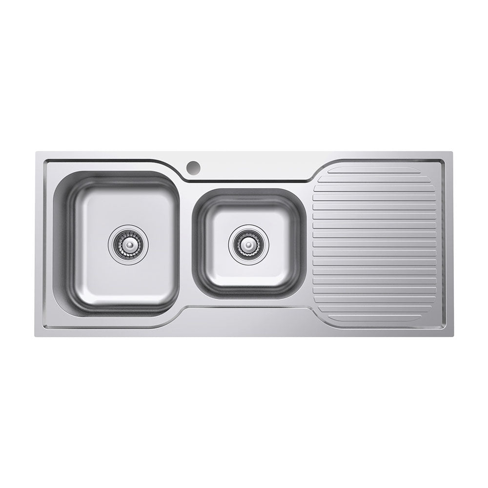 FIENZA TIVA DOUBLE BOWL KITCHEN SINK WITH DRAINER STAINLESS STEEL 1080MM