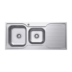 FIENZA TIVA DOUBLE BOWL KITCHEN SINK WITH DRAINER STAINLESS STEEL 1080MM