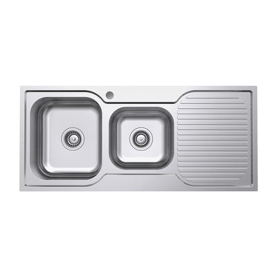 FIENZA TIVA DOUBLE BOWL KITCHEN SINK WITH DRAINER STAINLESS STEEL 1080MM