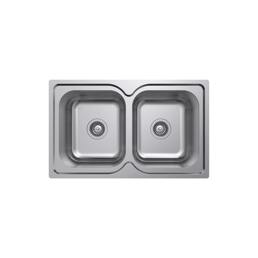 FIENZA TIVA DOUBLE BOWL KITCHEN SINK NO TAP HOLE STAINLESS STEEL 780MM