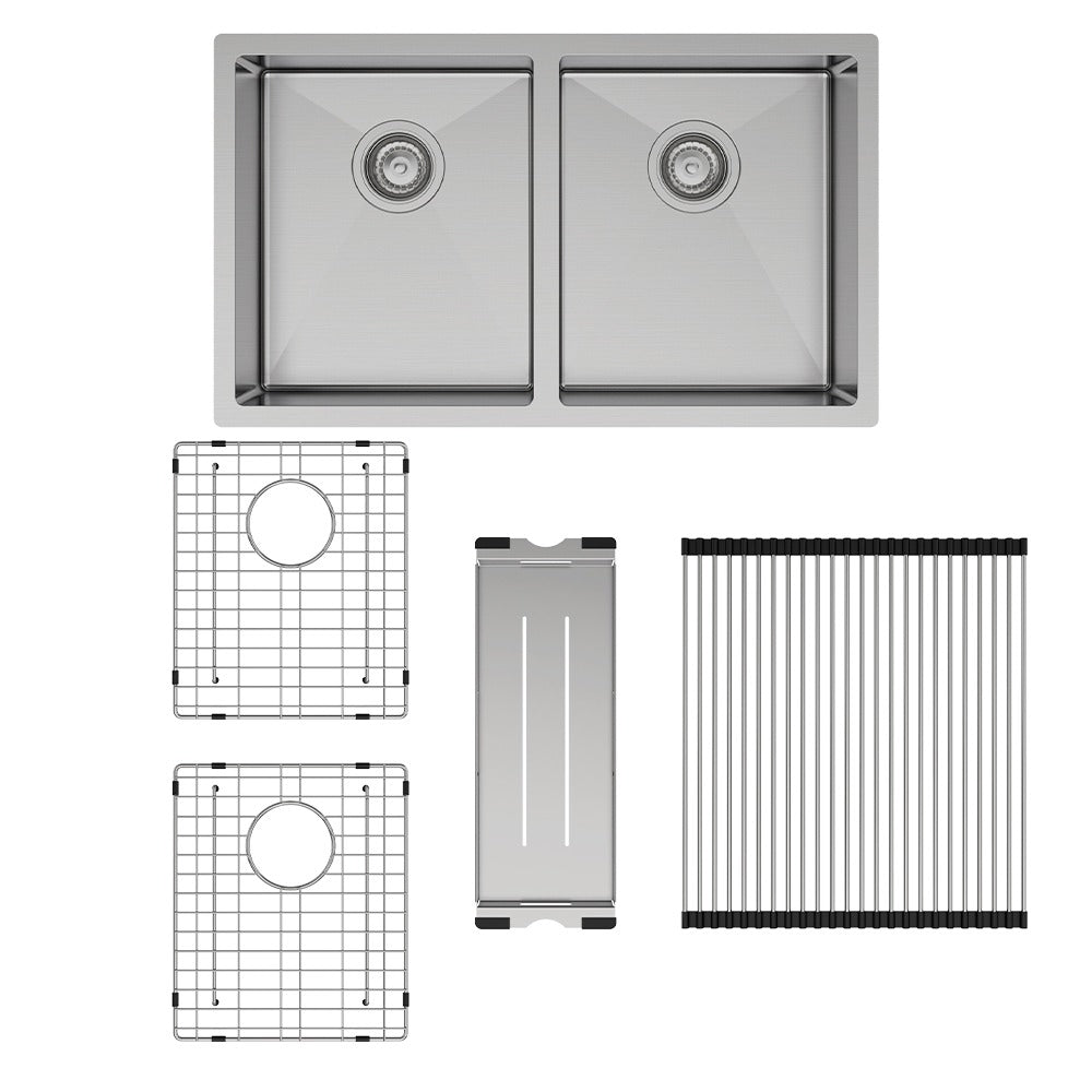 FIENZA HANA DOUBLE BOWL KITCHEN SINK KIT STAINLESS STEEL 760MM