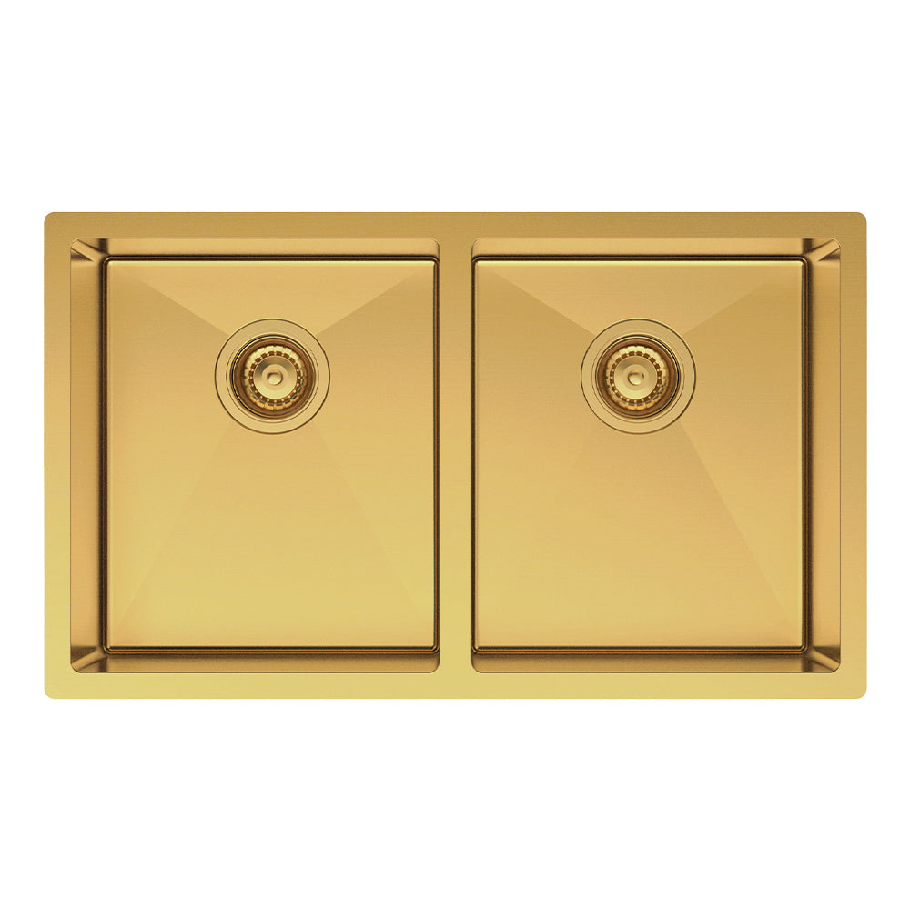 FIENZA HANA DOUBLE BOWL KITCHEN SINK PVD RUGGED BRASS 760MM