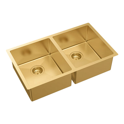 FIENZA HANA DOUBLE BOWL KITCHEN SINK PVD RUGGED BRASS 760MM