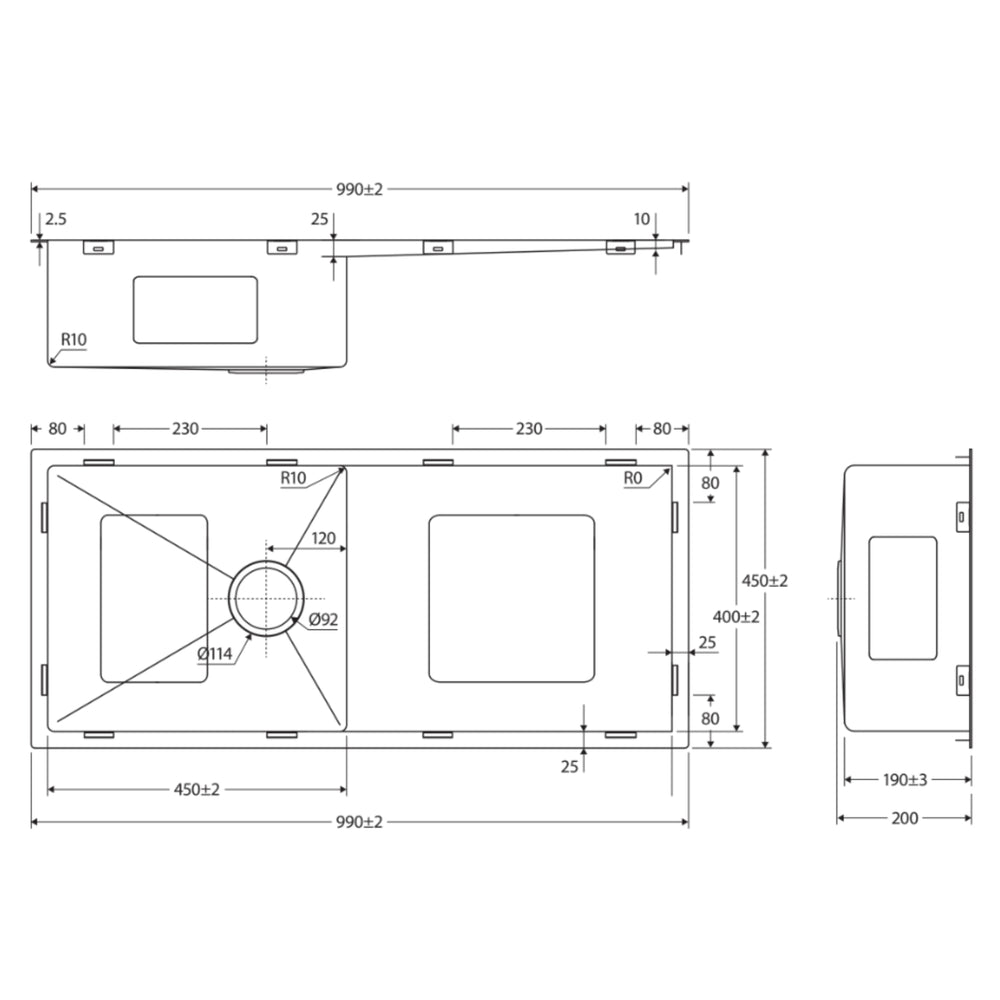 FIENZA HANA ANTI SCRATCH DOUBLE BOWL KITCHEN SINK KIT PVD GUN METAL 760MM