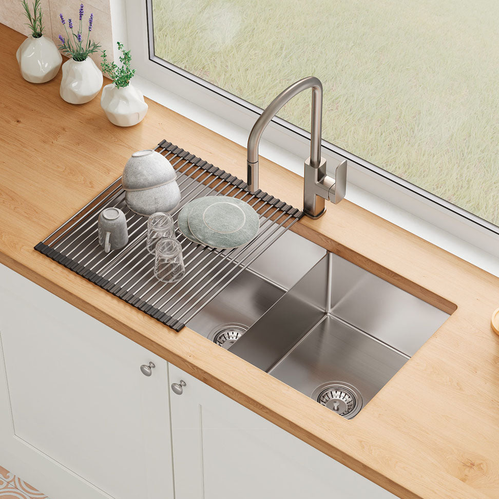FIENZA HANA DOUBLE BOWL KITCHEN SINK STAINLESS STEEL 892MM