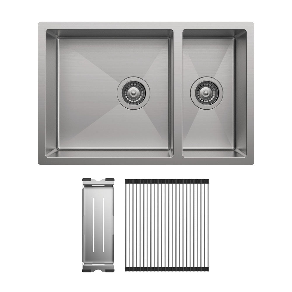 FIENZA HANA DOUBLE BOWL KITCHEN SINK KIT STAINLESS STEEL 680MM