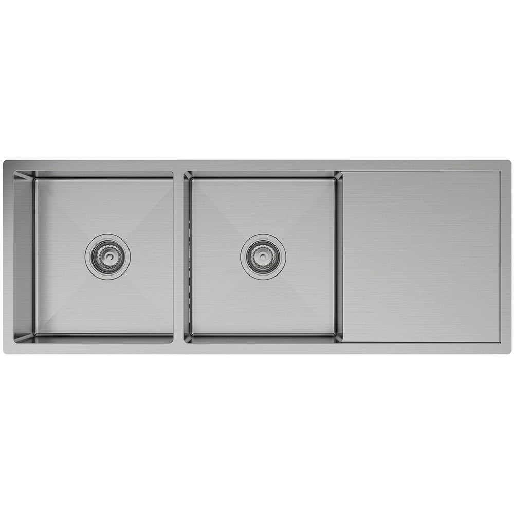 FIENZA HANA DOUBLE BOWL KITCHEN SINK WITH DRAINER STAINLESS STEEL 1180MM