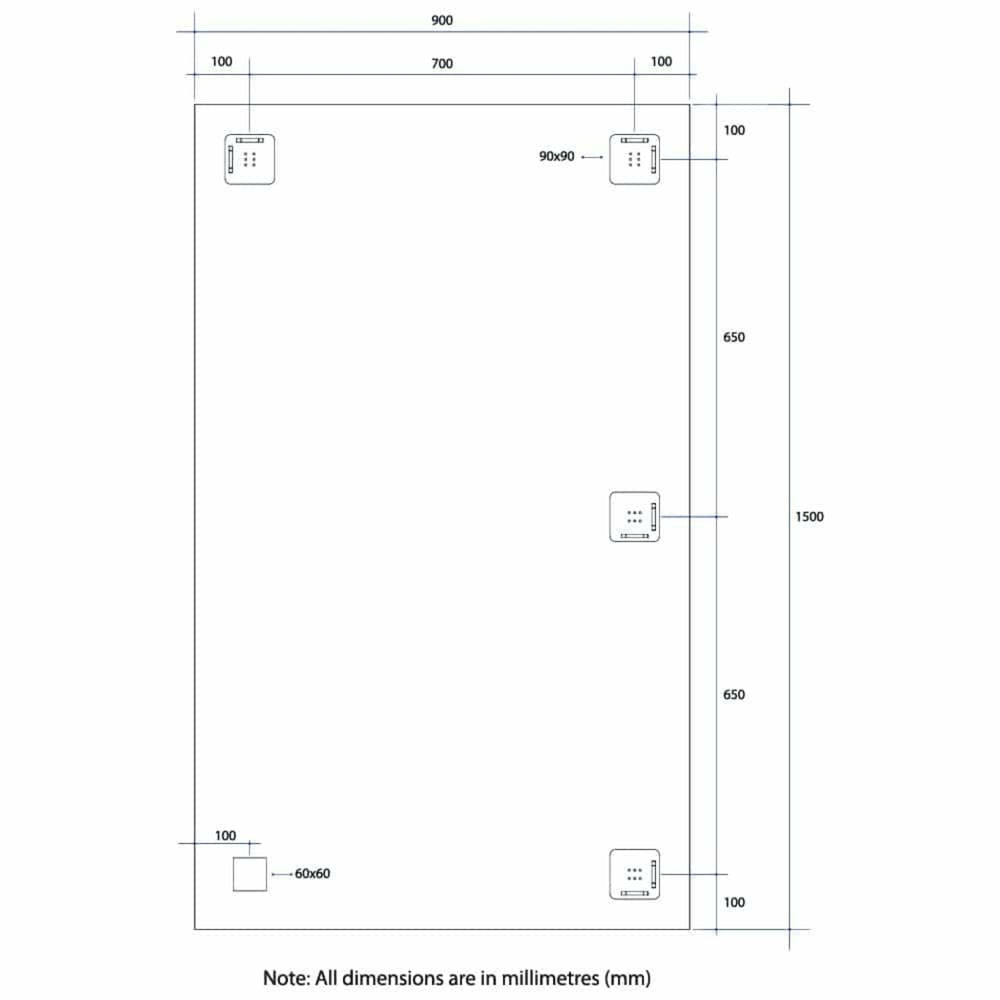 THERMOGROUP ABLAZE RECTANGLE SANDBLASTED BORDER WITH DEMISTER 900X1500MM