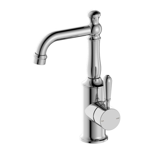 NERO YORK BASIN MIXER WITH METAL LEVER 265MM CHROME