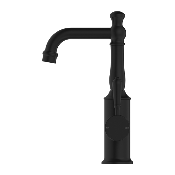 NERO YORK BASIN MIXER WITH METAL LEVER 265MM MATTE BLACK