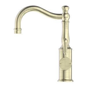 NERO YORK BASIN MIXER WITH METAL LEVER 265MM AGED BRASS