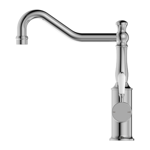 NERO YORK KITCHEN MIXER WITH WHITE PORCELAIN LEVER 265MM CHROME