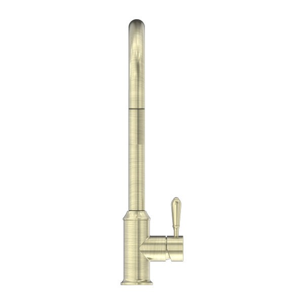 NERO YORK SPRAY PULL OUT SINK MIXER METAL LEVER 457MM AGED BRASS