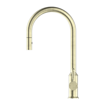 NERO YORK SPRAY PULL OUT SINK MIXER METAL LEVER 457MM AGED BRASS