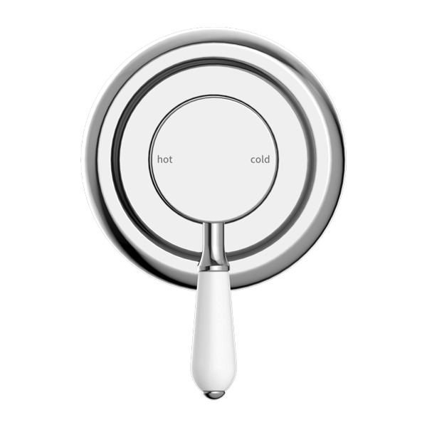 NERO YORK SHOWER MIXER WITH WHITE PORCELAIN LEVER 100MM CHROME