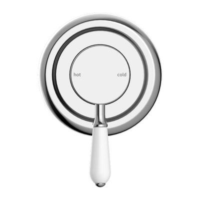 NERO YORK SHOWER MIXER WITH WHITE PORCELAIN LEVER 100MM CHROME