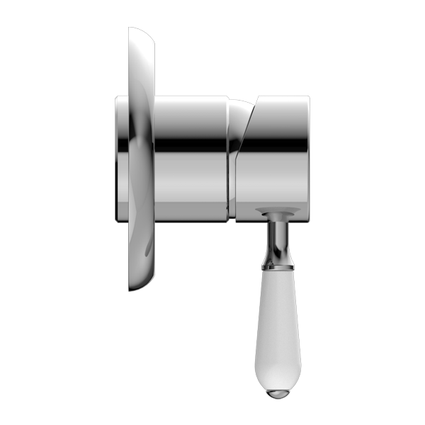 NERO YORK SHOWER MIXER WITH WHITE PORCELAIN LEVER 100MM CHROME
