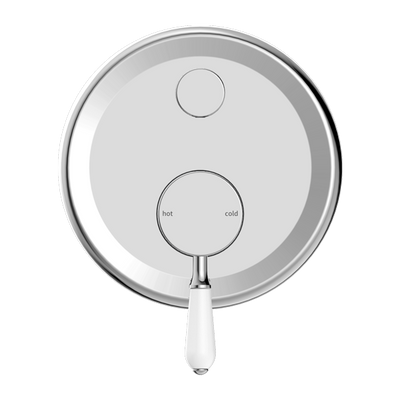 NERO YORK SHOWER MIXER DIVERTER WITH WHITE PORCELAIN LEVER 160MM CHROME