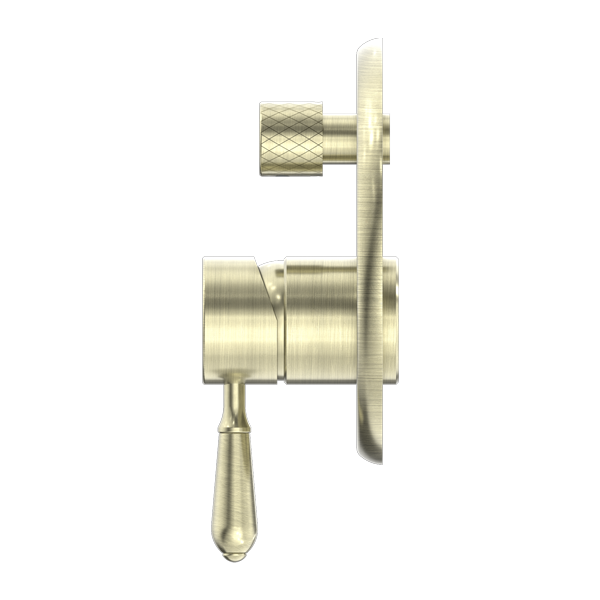NERO YORK SHOWER MIXER DIVERTER WITH METAL LEVER 160MM AGED BRASS