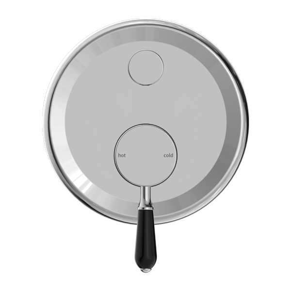 NERO YORK SHOWER MIXER DIVERTER WITH BLACK PORCELAIN LEVER 160MM CHROME