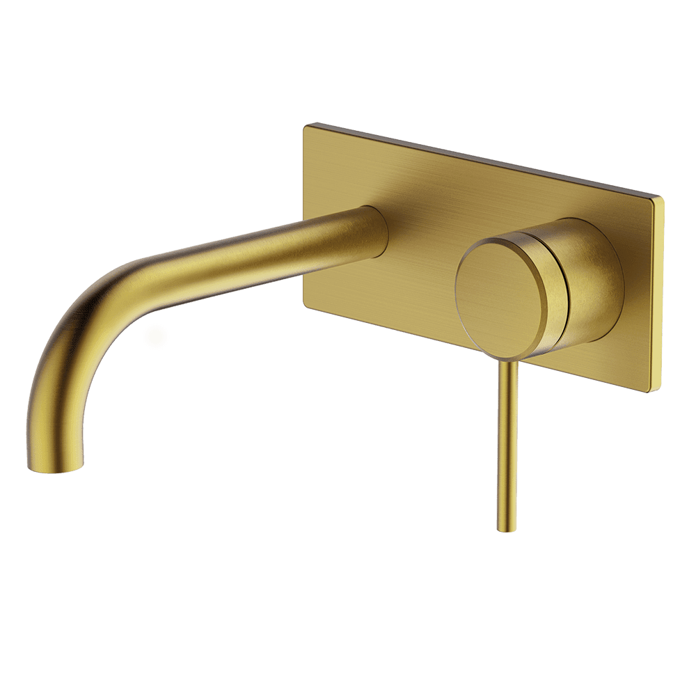 GARETH ASHTON POCO WALL BASIN / BATH MIXER SET BRUSHED BRASS (AVAILABLE IN 165MM AND 220MM)
