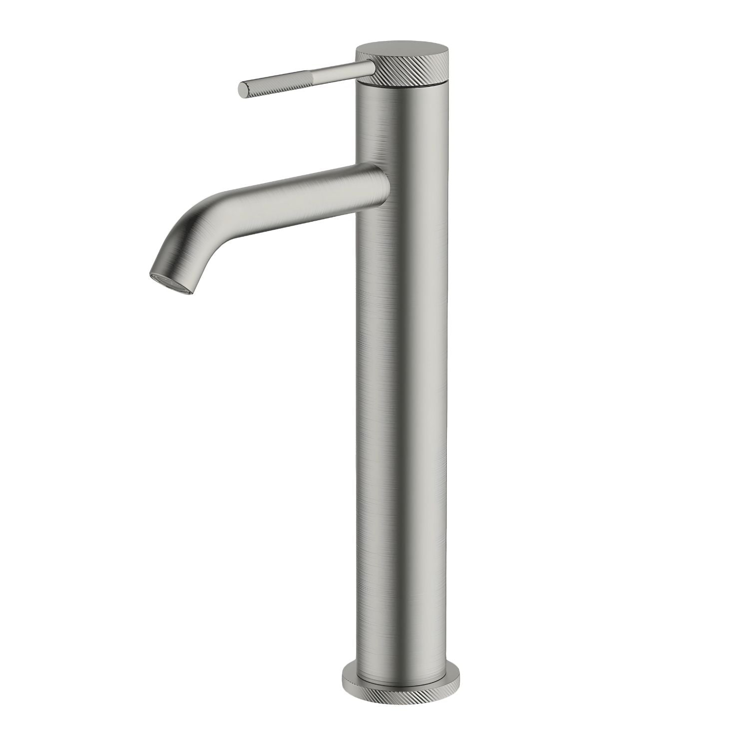 GARETH ASHTON POCO KNURLED TALL BASIN MIXER BRUSHED NICKEL