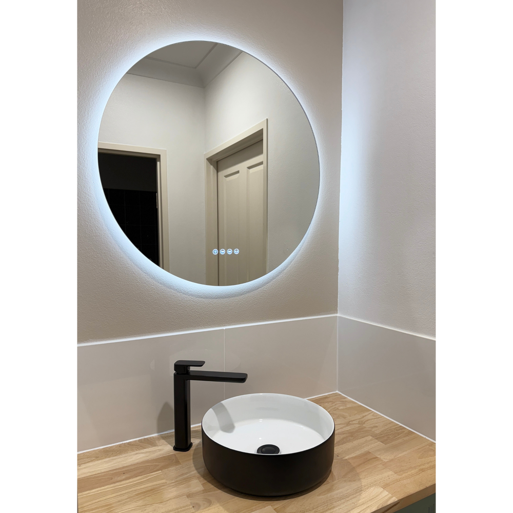 LUNARGLOW ECLIPSE ROUND 3 COLOUR LIGHTS FRAMELESS LED MIRROR 750MM