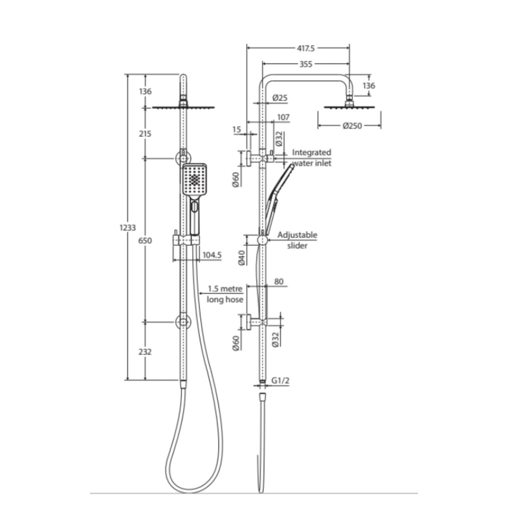 FIENZA TONO TWIN SHOWER GUN METAL