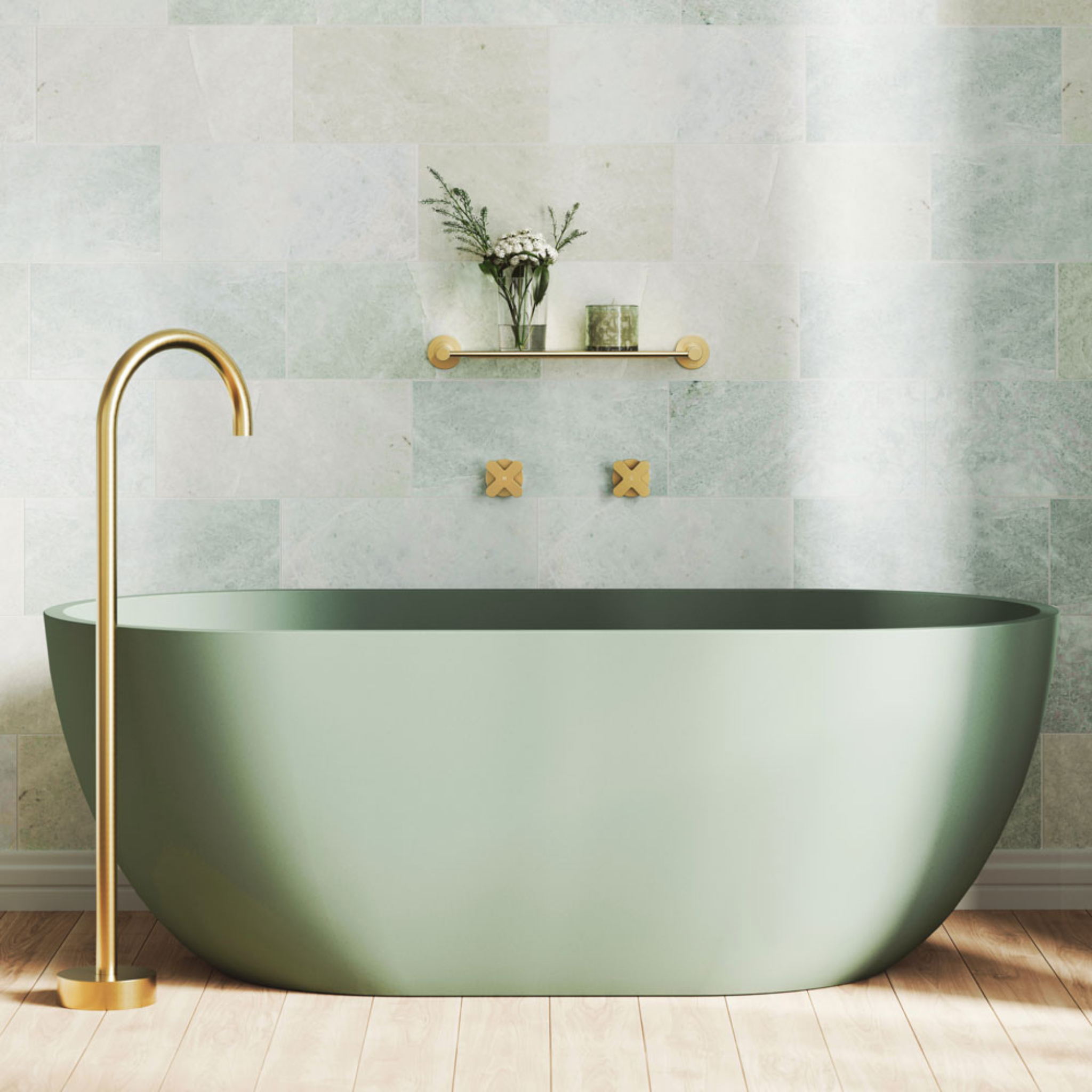 FIENZA JADA CONCRETE FREESTANDING BATHTUB SAGE 1500MM