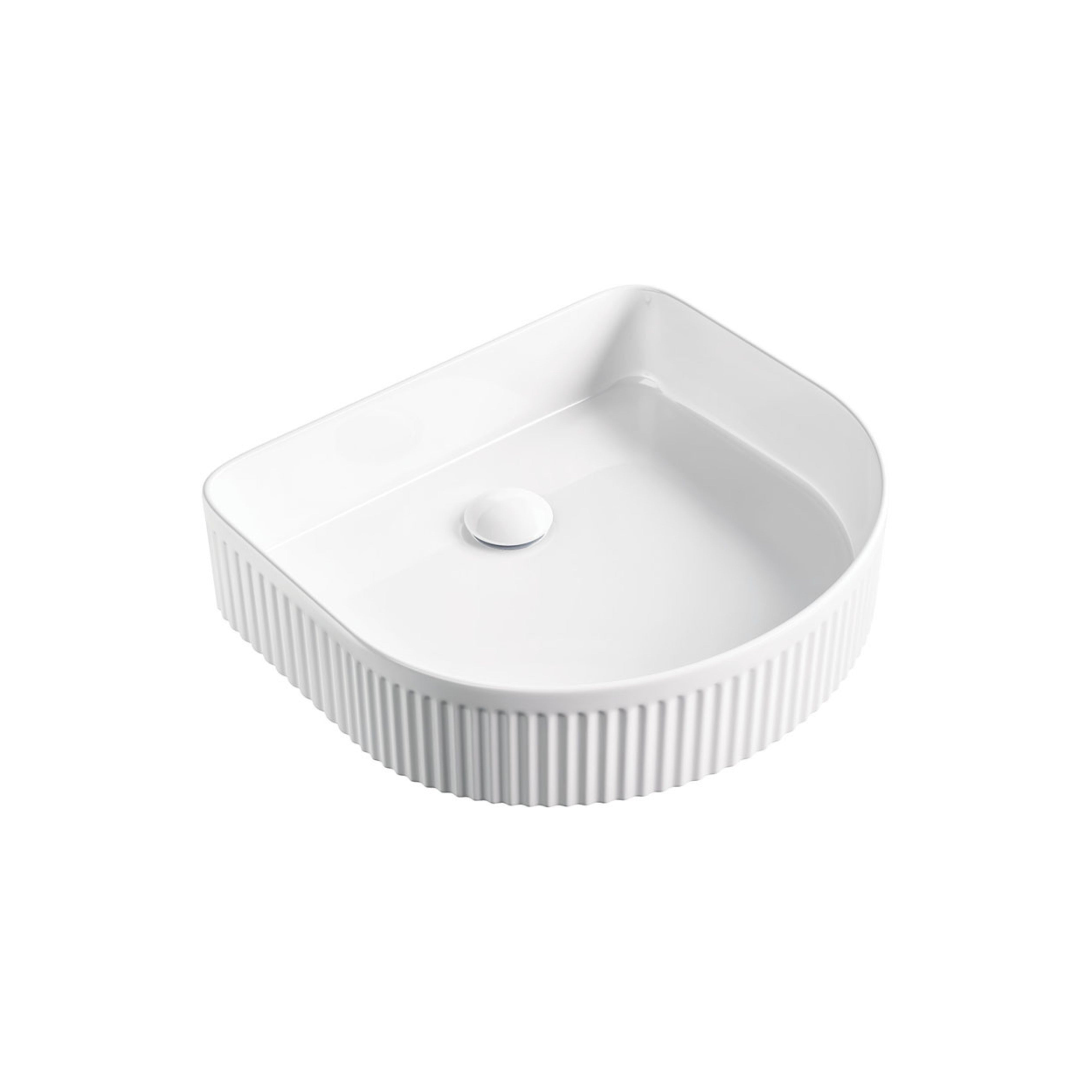 FIENZA ELEANOR FLUTED ABOVE COUNTER BASIN GLOSS WHITE 415MM