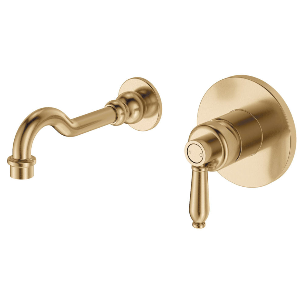 FIENZA ELEANOR WALL BASIN/BATH MIXER SET 215MM URBAN BRASS