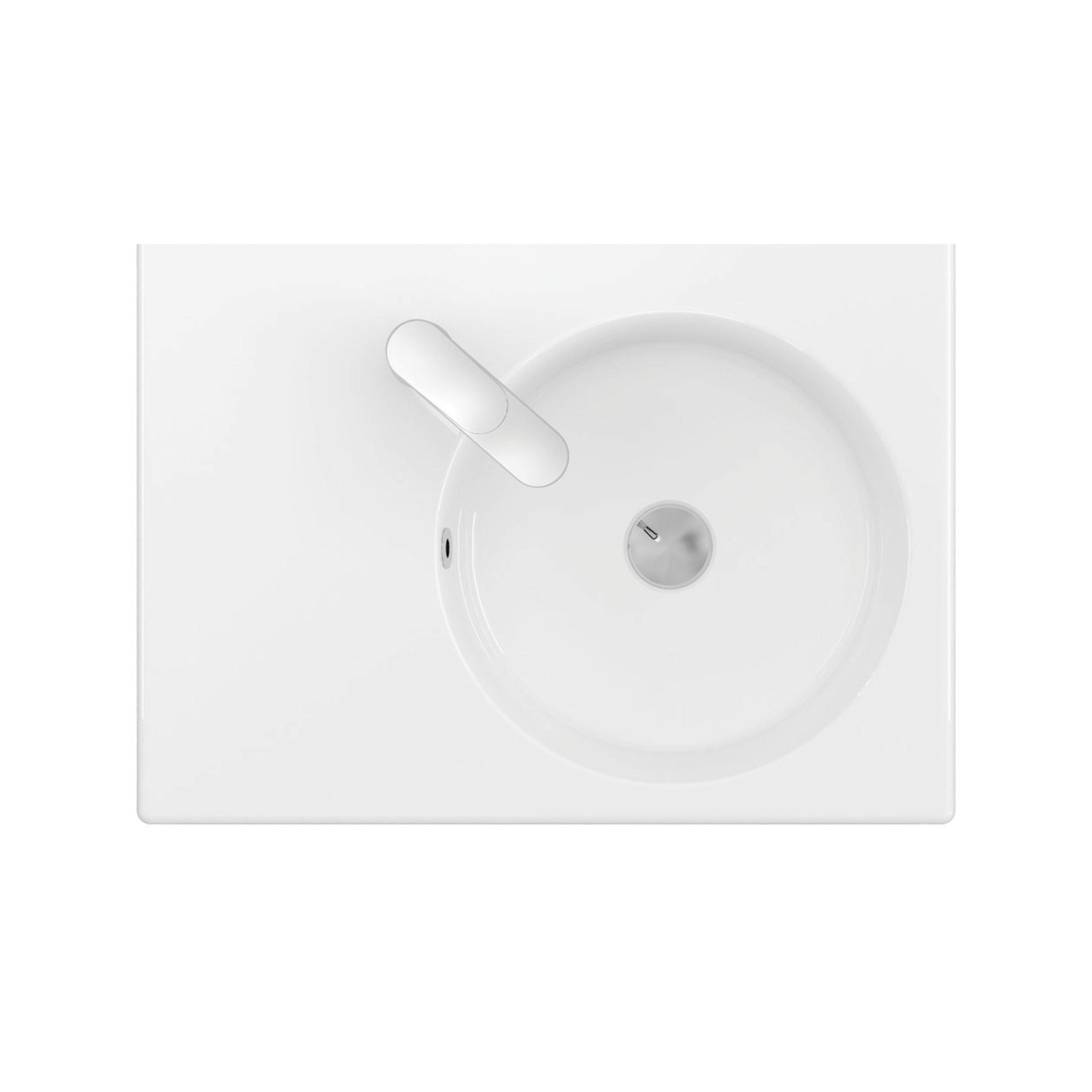 FIENZA REBA WALL HUNG RIGHT-HAND BASIN WITH TAPHOLE GLOSS WHITE 600MM