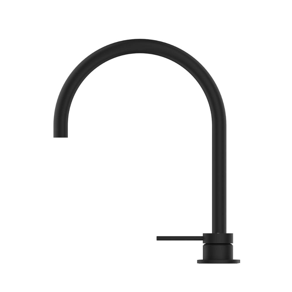 BELLA VISTA MICA LEAD FREE GOOSENECK HOB SINK/BASIN MIXER SET 311MM BLACK